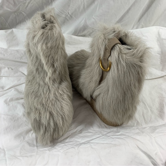 Women  SALVATORE FERRAGAMO fur light grey ankle booties 5.5 C - Picture 13 of 13